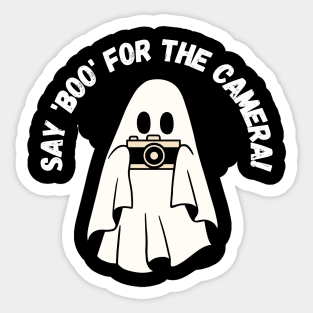 Say 'boo' for the camera! Cute halloween photographer ghost Sticker